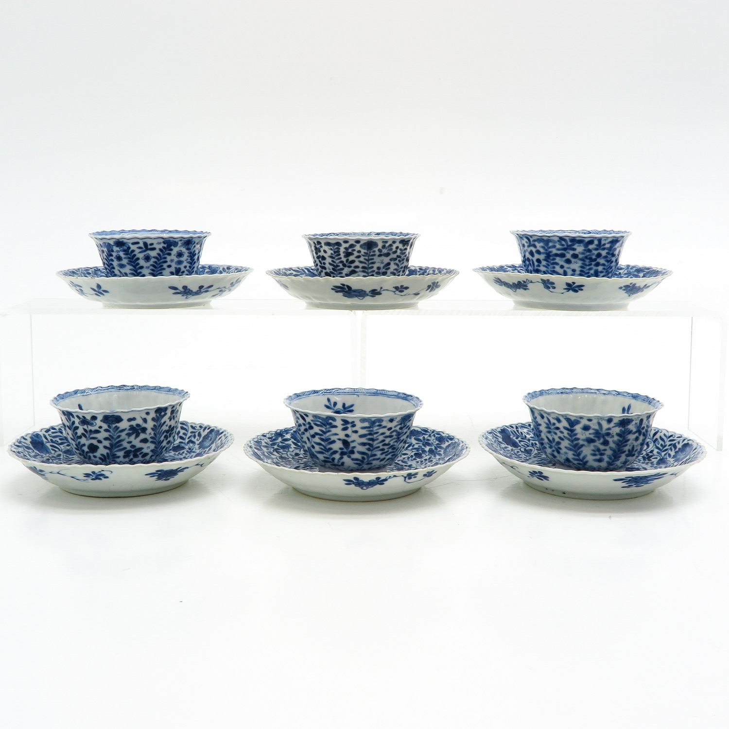 Six Blue and White Cups and Saucers - Image 3 of 7