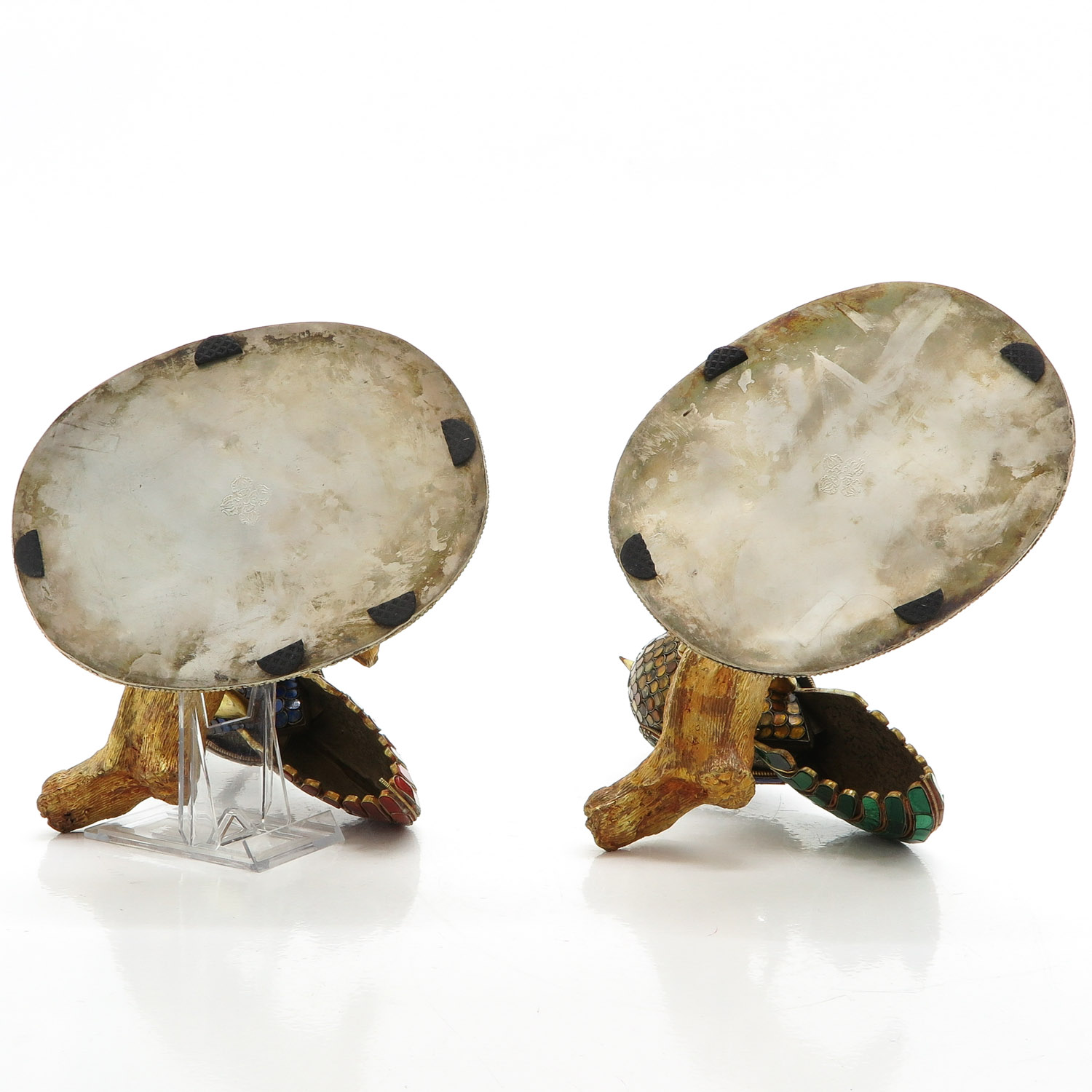 A Pair of Silver and Gemstone Bird Sculptures - Image 6 of 10