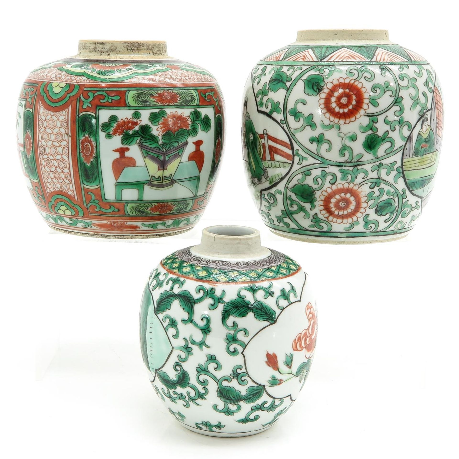 Three Famille Verte Decor Ginger Jars - Bild 2 aus 10