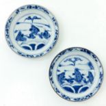 Two Small Blue and White Plates