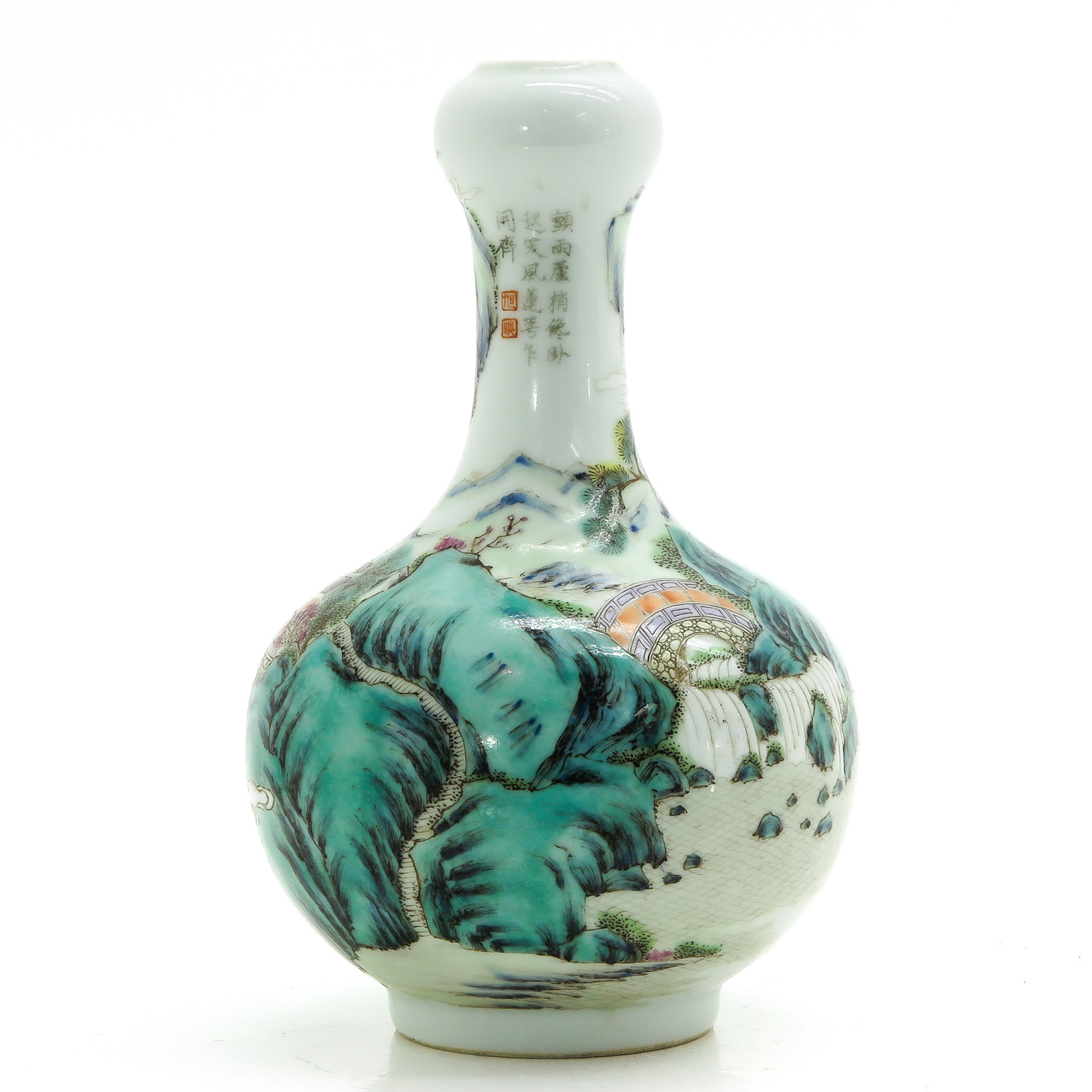 A Famille Verte Decor Garlic Neck Vase - Image 3 of 10