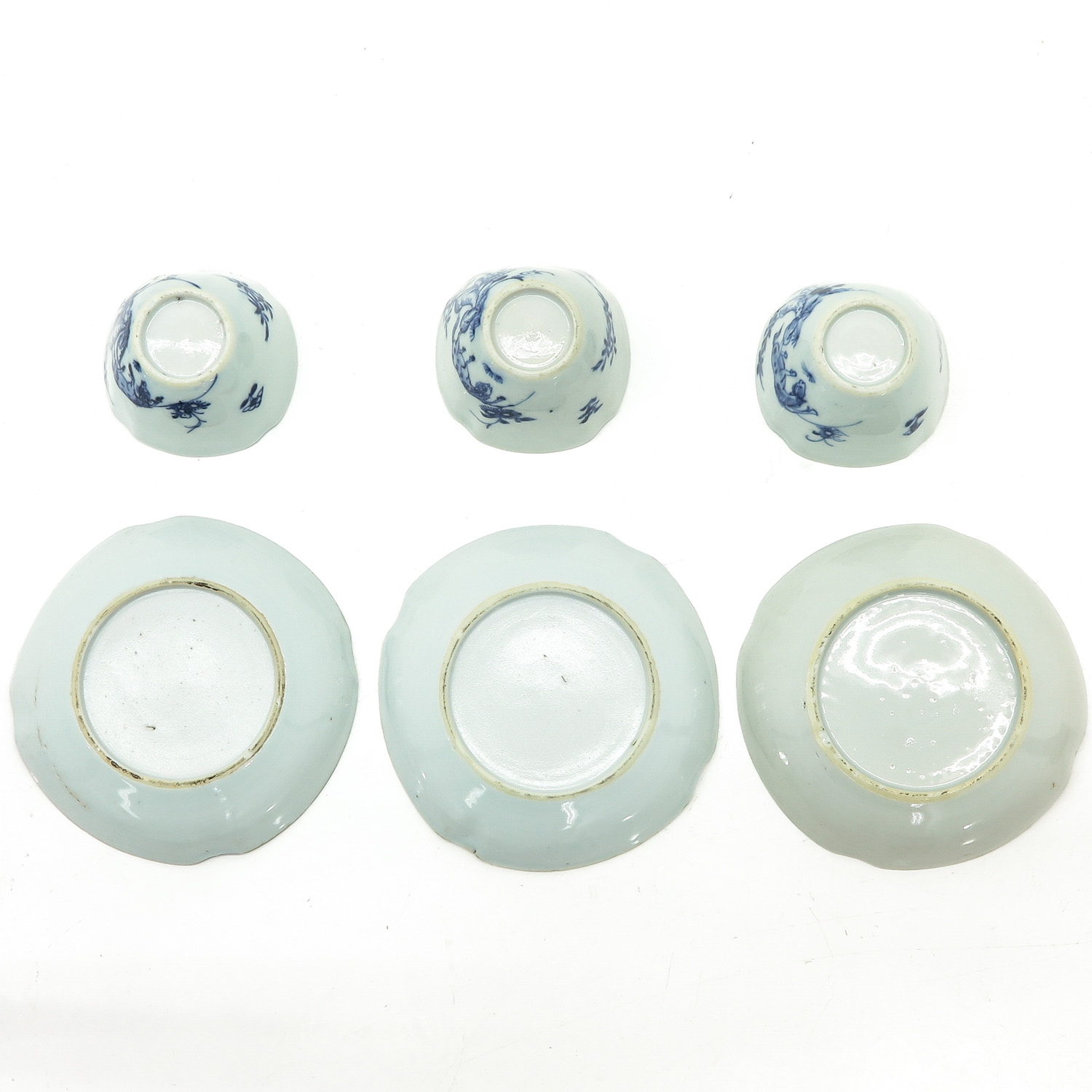 Three Blue and White Cups and Saucers - Image 6 of 8