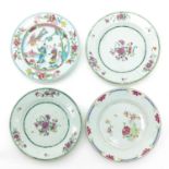 A Collection of 4 Famille Rose Plates