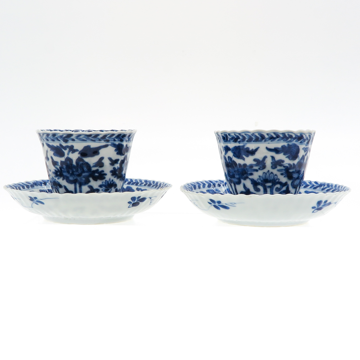 Two Blue and White Cups and Saucers - Image 3 of 8