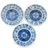 A Series of 3 Blue and White Plates