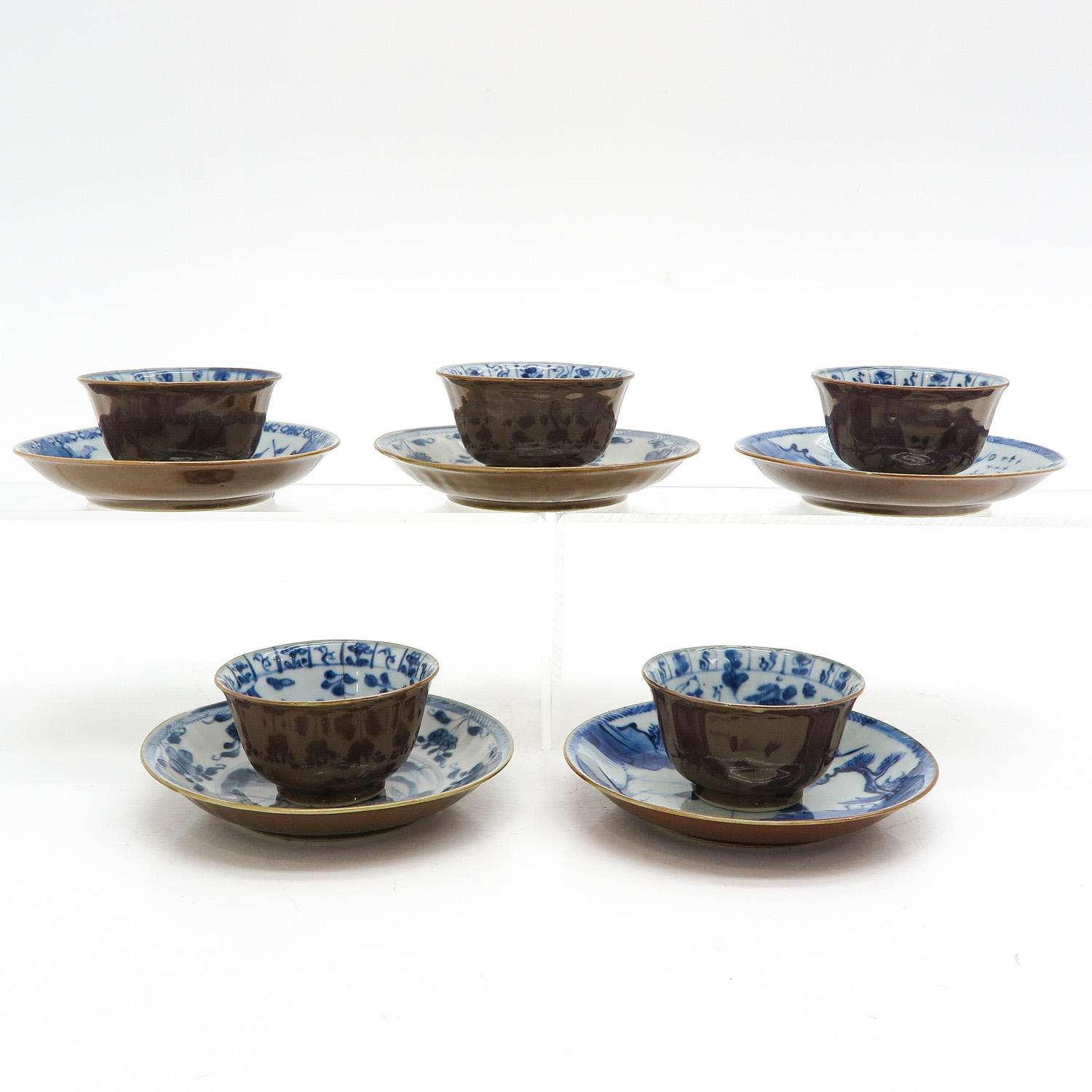 Five Batavianware Cups and Saucer