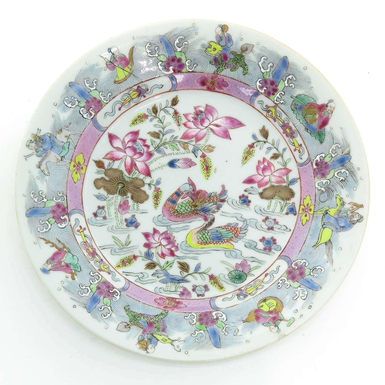 Two Famille Rose Decor Plates - Image 3 of 6