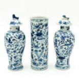 Three Garniture Vases