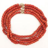 A Collection of Four Red Coral Necklaces