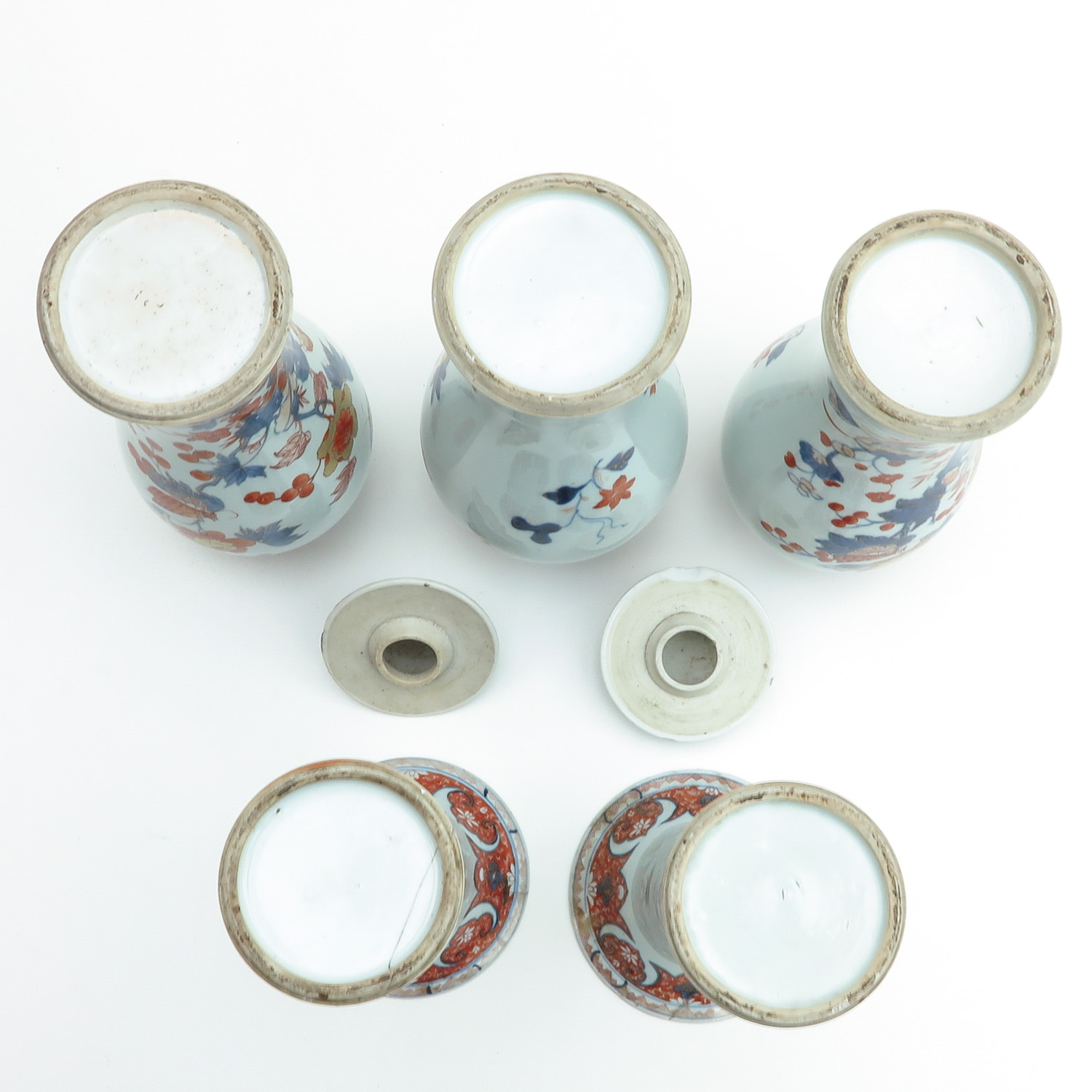 A 5 Piece Imari Garniture Set - Image 6 of 10