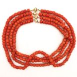 A Collection of Four Red Coral Necklaces