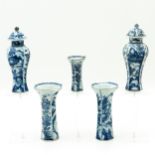 A Blue and White Five Piece Garniture Set