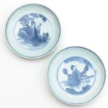 Two Small Blue and White Plates