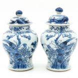 A Pair of Blue and White Temple Jars