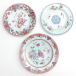 Three Famille Rose Plates