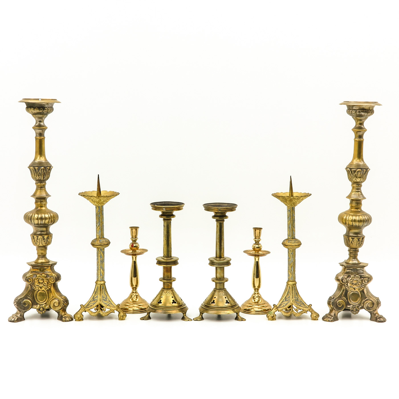 Four Pair of Church Candlesticks