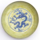 A Yellow and Blue Dragon Dish