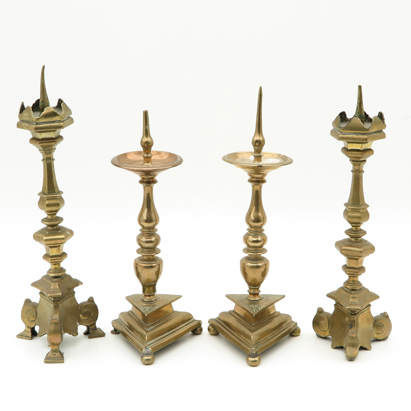 Two Pair of Bronze Church Candlesticks - Image 2 of 2