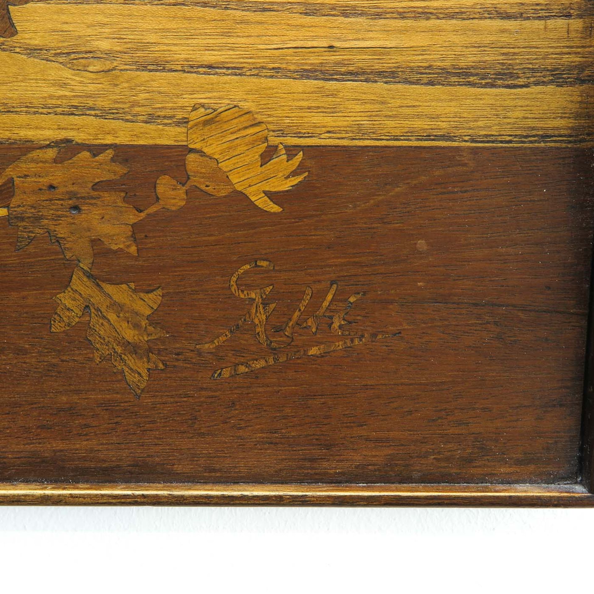 A Signed Galle Marquetry Tray - Bild 4 aus 4