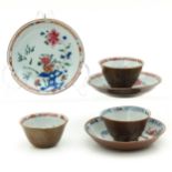 Three Batavianware Cups and Saucers