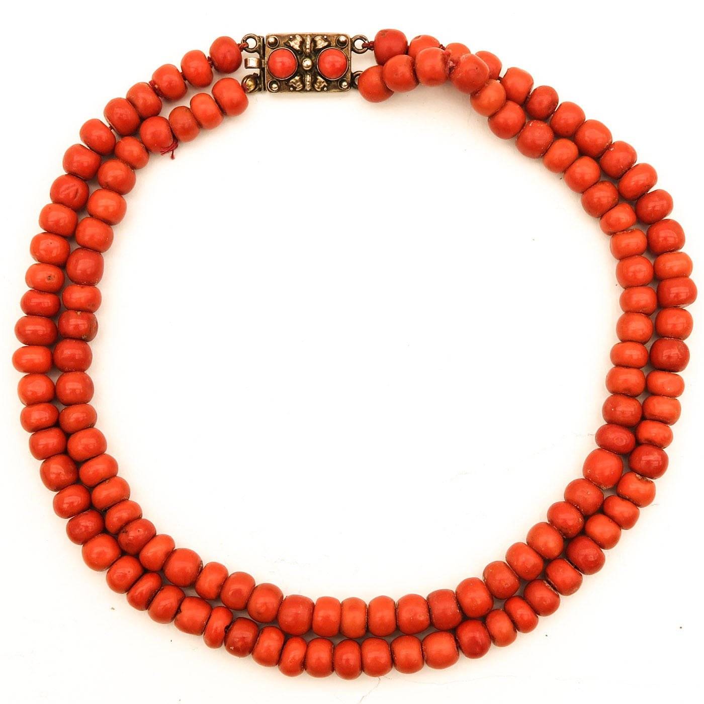 A Two Strand 19th Century Red Coral Necklace