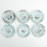 A Collection of Six Famille Rose Plates