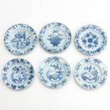 A Collection of 6 Blue and White Plates