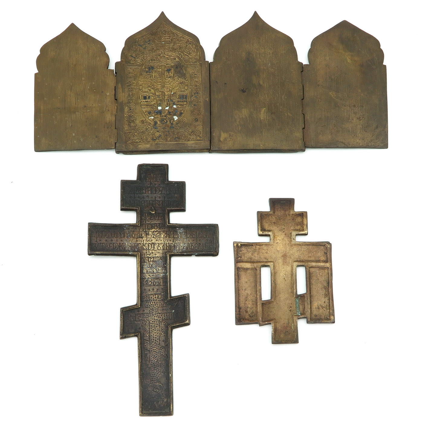 A Collection of Three Antique Bronze Travel Icons - Image 2 of 2