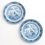 A Pair of Blue and White Plates