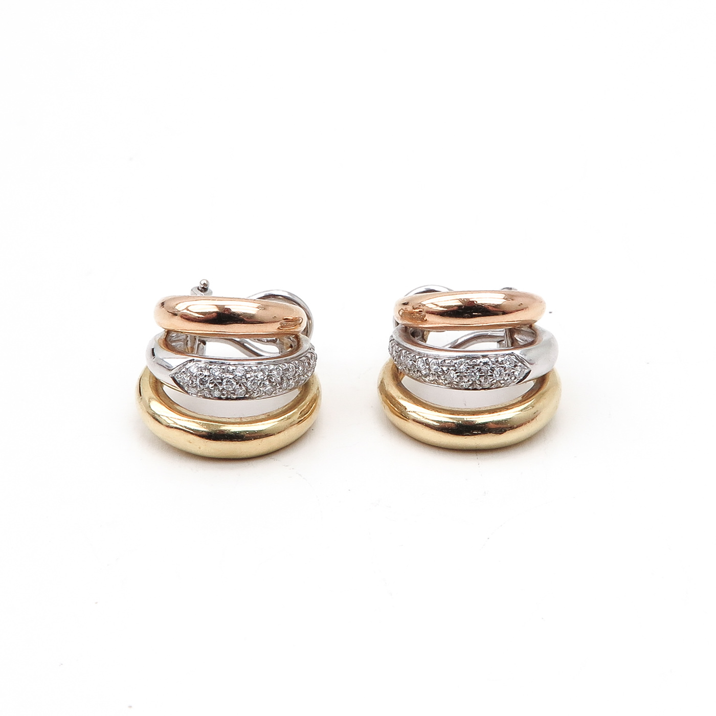 A Pair of 18KG Diamond Earrings