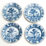 A Series of Four Blue and White Plates