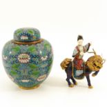 A Cloisonne Vase and Sculture