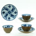 Three Batavianware Cups and Saucers