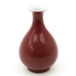 A Peach Bloom Glazed Pear Shaped Vase