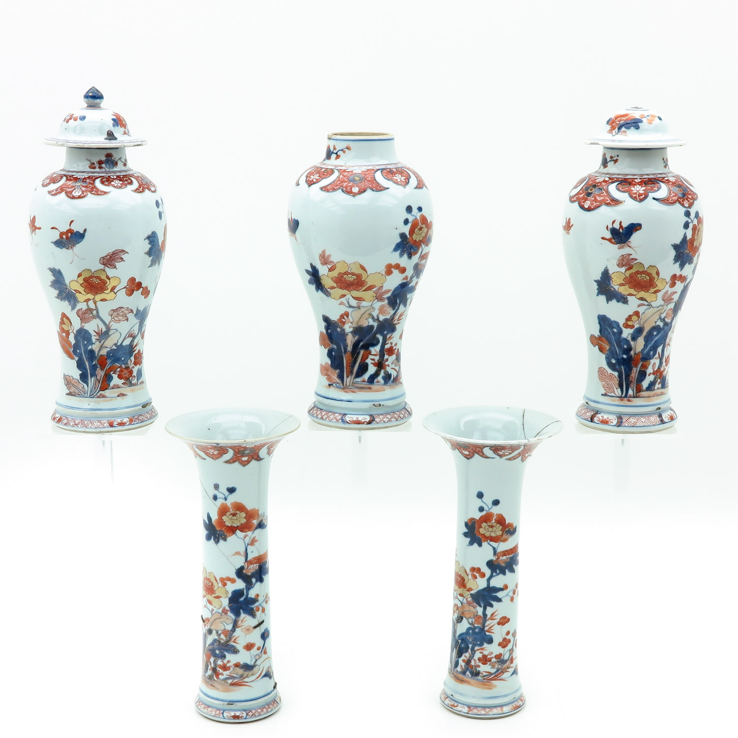 A 5 Piece Imari Garniture Set