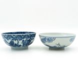 Two Blue and White Bowls