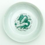 A Green and White Dragon Plate