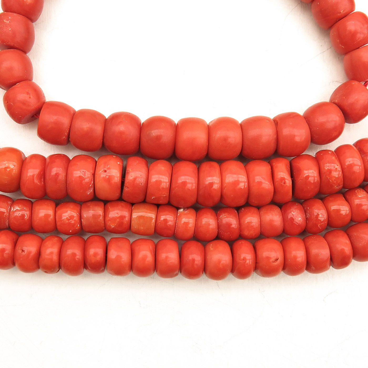 Three Red Coral Necklaces and One Bracelet - Image 2 of 2