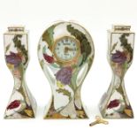 A Very Rare Three Piece Rozenburg Clock Set