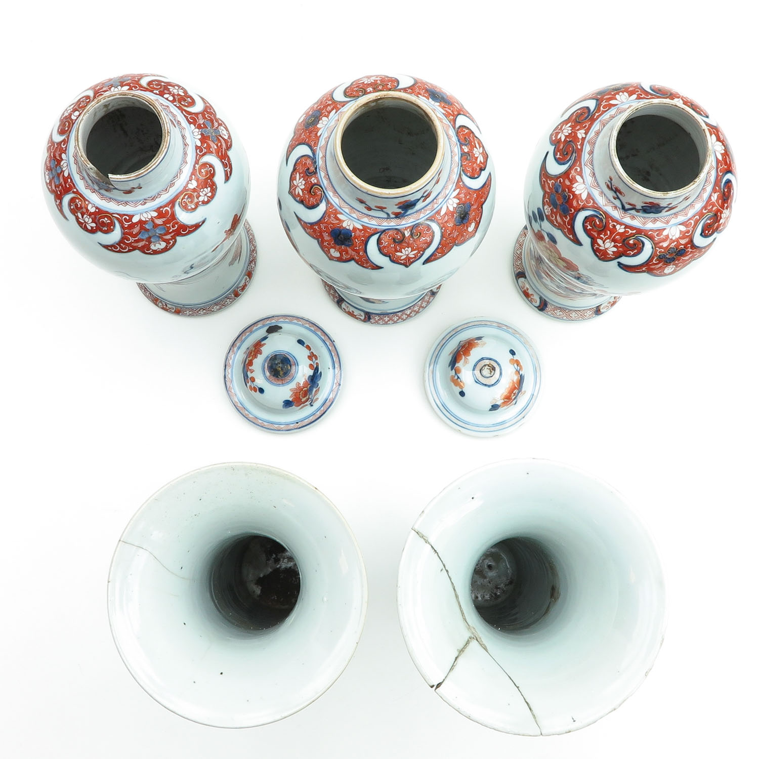 A 5 Piece Imari Garniture Set - Image 5 of 10