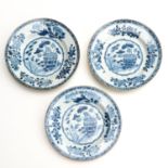 A Series of Three Blue and White Plates