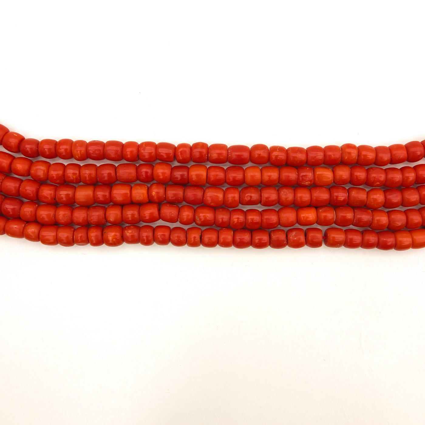 A 19th Century Five Strand Red Coral Necklace - Image 2 of 2