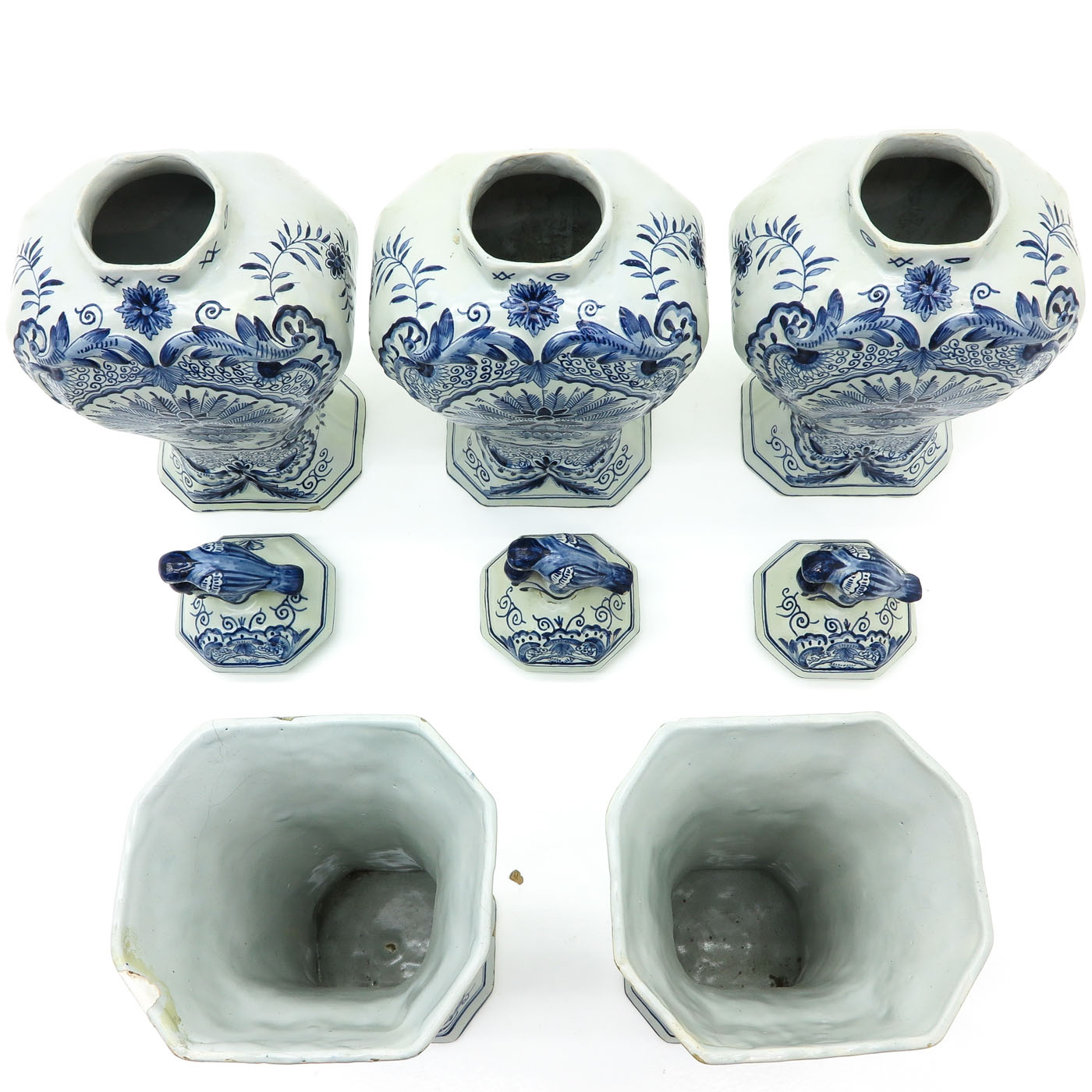 A Five Piece Delft Garniture Set - Image 5 of 10