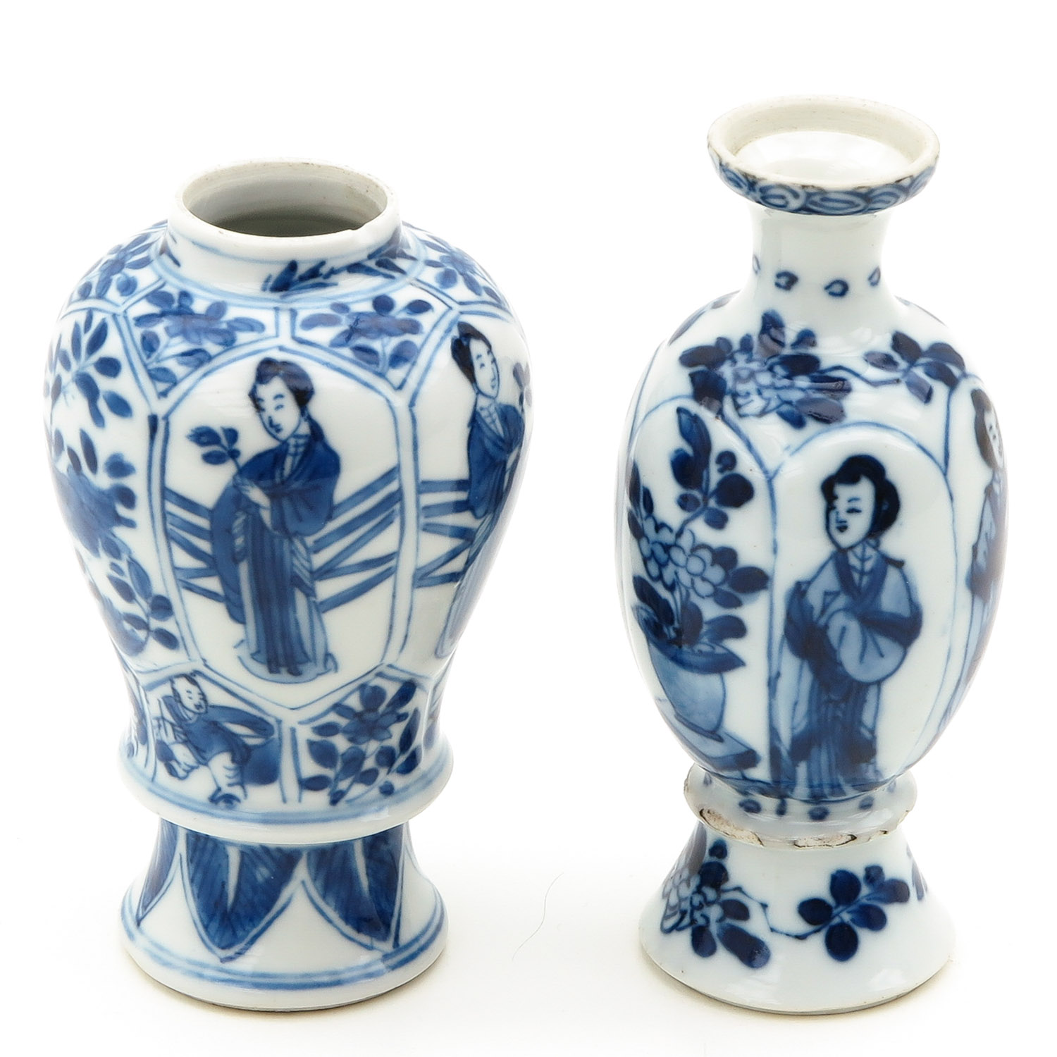 Two Miniature Blue and White Vases