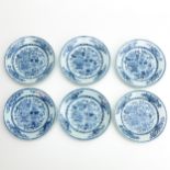 A Series of 6 Blue and White Plates