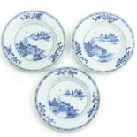 A Series of 3 Blue and White Plates