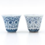 A Pair of Blue and White Cups