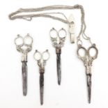 Four 18th - 19th Century Silver Scissors