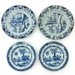 Two Pair of Blue and White Plates