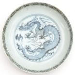 A Blue and White Dragon Dish